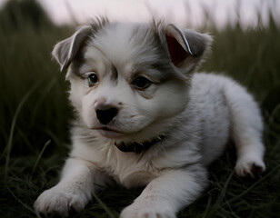 white pomeranian puppy, white dog, portrait of a white dog