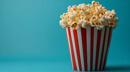 Popcorn bucket on blue background