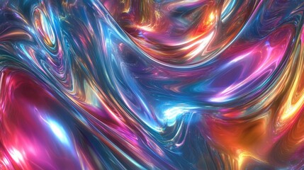 Fototapeta premium Swirling chrome patterns with a kaleidoscope of vibrant colors reflecting light in a mesmerizing dance