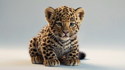 Jaguar cub on white background
