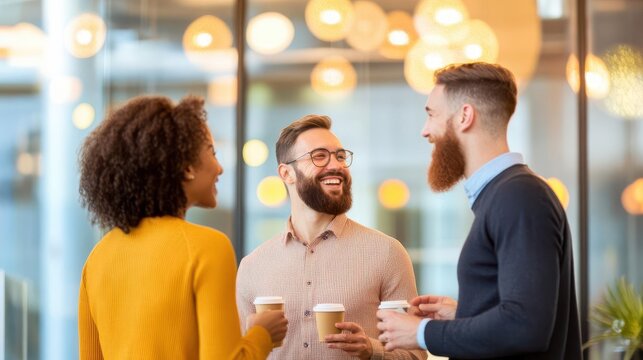 Group of professionals enjoying a casual Friday evening, worklife balance and socializing