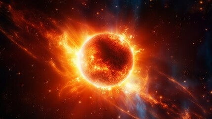 Fototapeta premium Fiery planets and cosmic explosions.