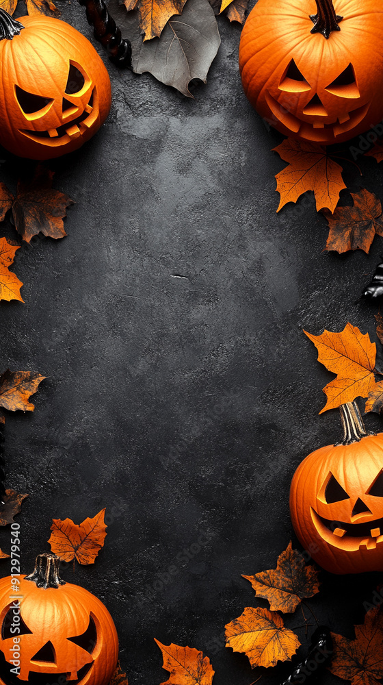 Wall mural Halloween concept background pumkins