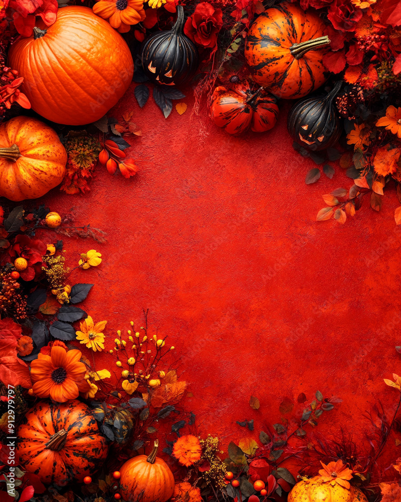 Wall mural halloween concept background pumkins