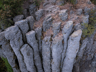 Kisapati, Hungary - Aerial view of volcanic basalt organs at Szent Gyorgy-hegy near lake Balaton...
