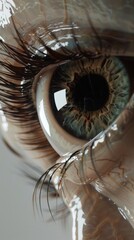 Fototapeta premium Closeup of a human eye with water droplets.