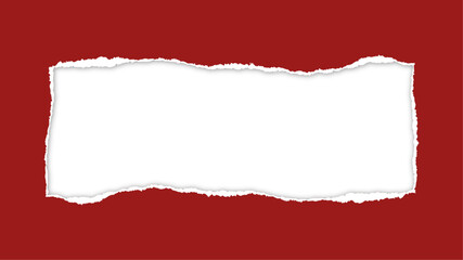 red small border torn piece from the center page paper gray transparent background