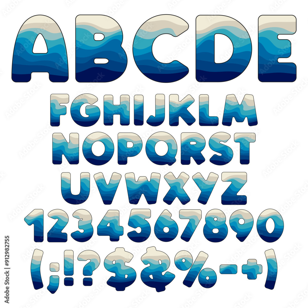 Fototapete alphabet, letter, number and sign from layers. isolated vector objects on white background.