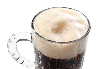 Glass mug of dark beer isolated on white