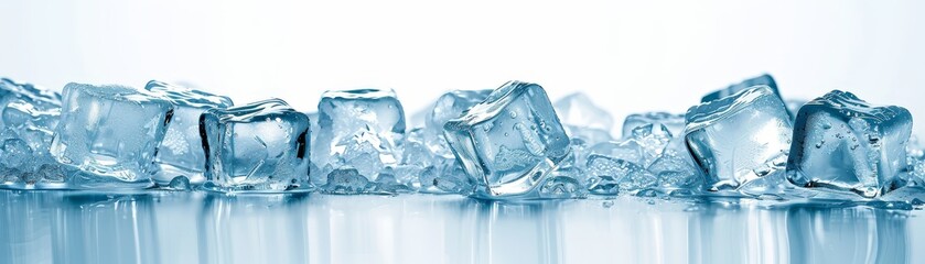 Frozen Ice Cubes with Reflection, Water , Ice , Cool , Refreshing