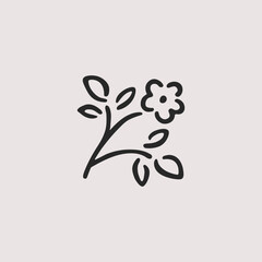 Vector illustration of flower in simple hand drawn and linocut style. Simple contour vector illustration for cosmetics, postcard and pattern.