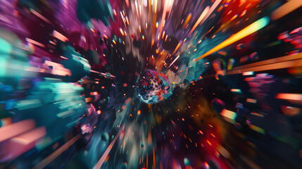 A firework exploding into a myriad of bright colors. Bursts of innovative inspiration. Illuminating a cityscape silhouette. 