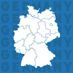 Complete map of Germany and all its cities. Complete design from real cartographic data.