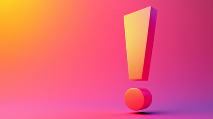  simple minimalistic exclamation mark icon on gradient background, low detail, smooth and sharp focus