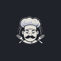Male Chef logo or icon stock illustration. Good for restaurant Food logo.