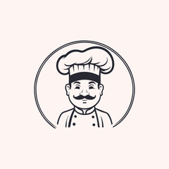 Male Chef logo or icon stock illustration. Good for restaurant Food logo.