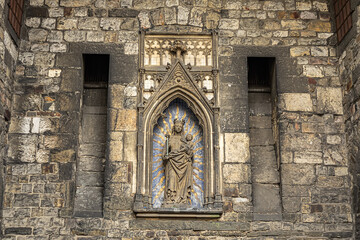 The Ponttor (known as Bruckenpforte or Bruckenthor in XVII -XVIII centuries) - one of the two remaining gates of the original medieval wall of Aachen, North Rhine-Westphalia, Germany.