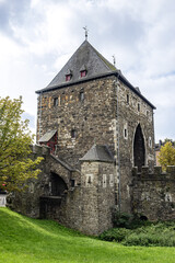 The Ponttor (known as Bruckenpforte or Bruckenthor in XVII -XVIII centuries) - one of the two remaining gates of the original medieval wall of Aachen, North Rhine-Westphalia, Germany.