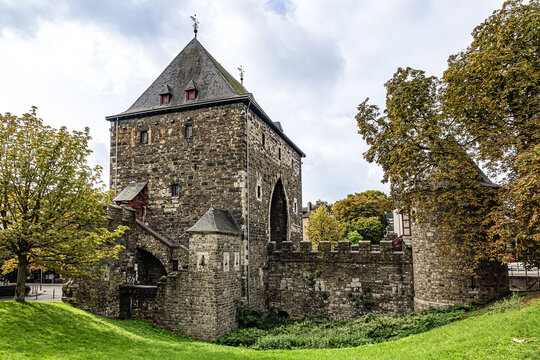 The Ponttor (known as Bruckenpforte or Bruckenthor in XVII -XVIII centuries) - one of the two remaining gates of the original medieval wall of Aachen, North Rhine-Westphalia, Germany.
