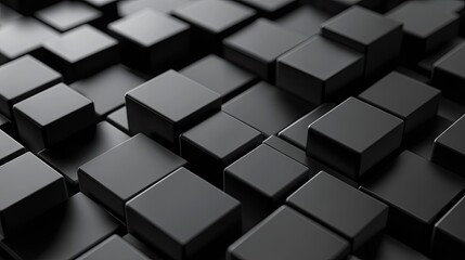 Obraz premium 3D render of geometric blocks with a black background. Abstract art concept.