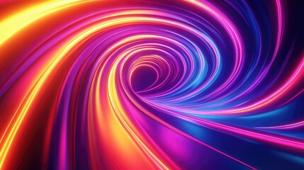 3D ultraviolet glowing shape with curvy neon lines on a colorful background. Great for energy concept designs. -