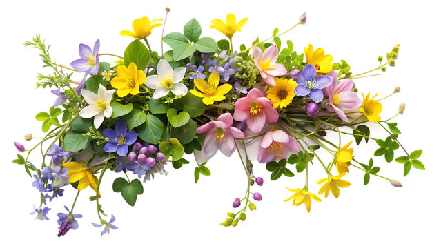 creeper with spring season flowers, isolated on transparent background.PNG AI GENERATED