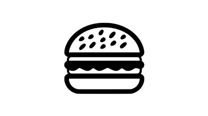Graphic of a hamburger icon, with a bun, patty, and basic filling lines, vector illustration art