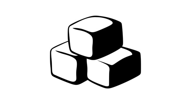 Stack of four square marshmallows, evenly aligned with smooth surfaces, vector illustration art