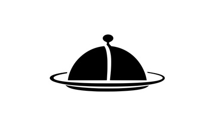 Fototapeta premium Vector of a cloche or serving dome, with lines indicating it being lifted, vector illustration art