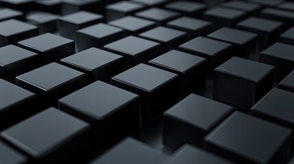 Obraz premium Abstract geometric blocks in 3D render on a sleek black background. Futuristic concept.