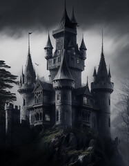 ハロウィンに登場しそうな古いダークな雰囲気の古城