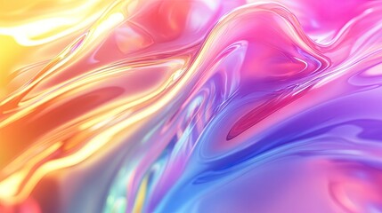Obraz premium Colorful gradient 3D background with bright glass and fluid wave render textures.