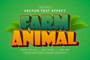 Obraz premium Vector Farm Animal editable text effect style