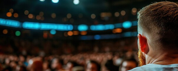 A captivating view of a crowd, showcasing excitement and engagement at a large event from a unique perspective.