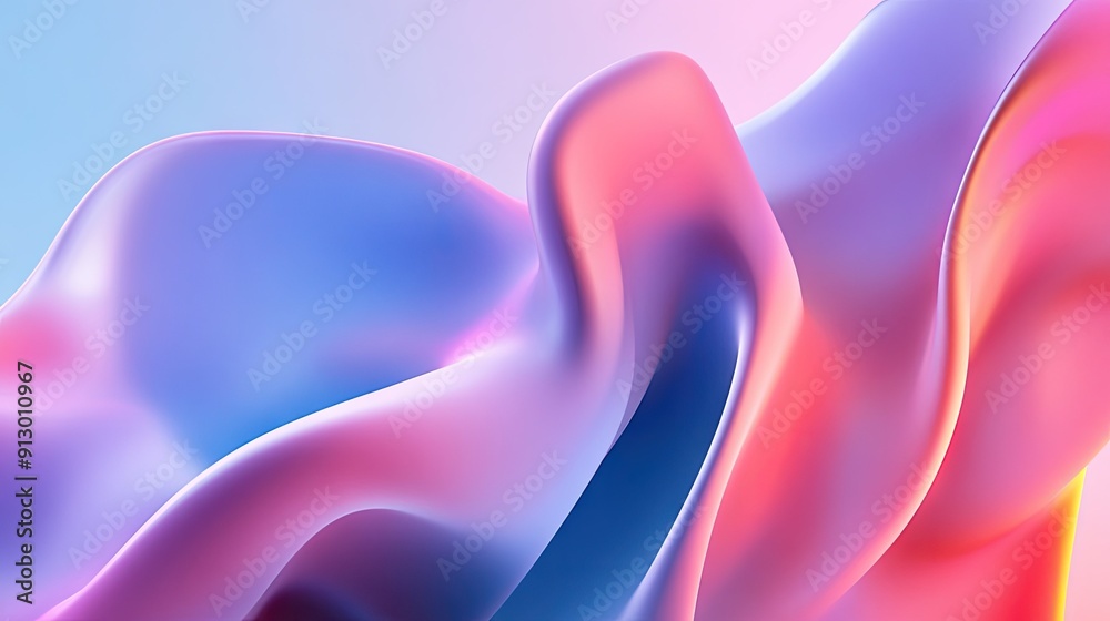 Poster fluid 3d geometric forms with a smooth gradient backdrop. perfect for versatile and creative design 