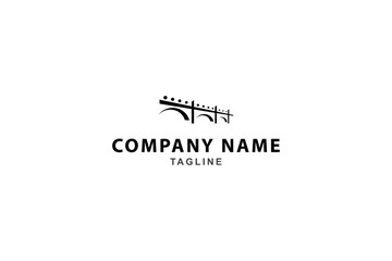 abstract bridge silhouette logo in flat vector design