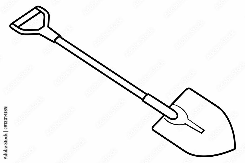 Sticker Shovel outline vector illustration