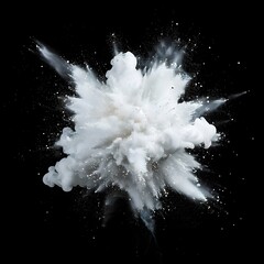 White powder freeze motion explosion effect isolated on black background

