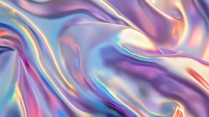 Obraz premium Iridescent fabric collage with holographic textures, perfect for a trendy banner background.