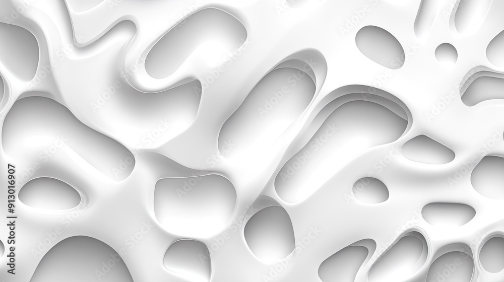 Fototapete light white background with 3d liquid shapes, creating an abstract geometric pattern in vector forma
