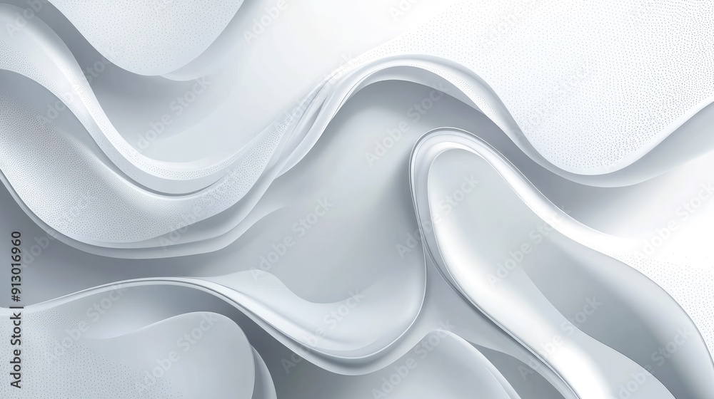 Poster light white background with flowing 3d liquid shapes, creating an abstract geometric design in vecto