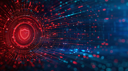 Obraz premium Vibrant cyber security shield symbolizing advanced data protection