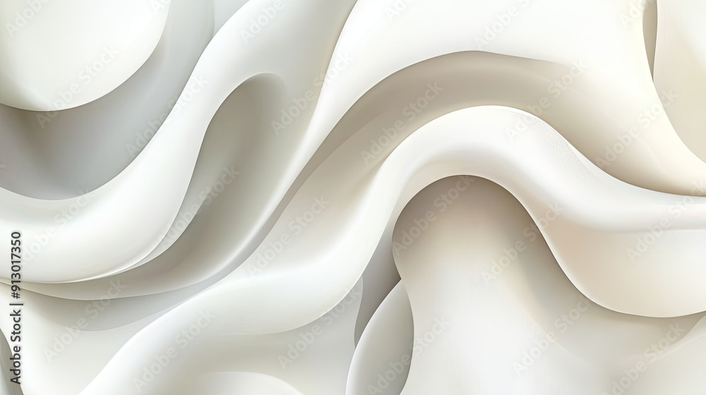 Poster light white background with smooth liquid shapes forming an abstract geometric pattern in vector for