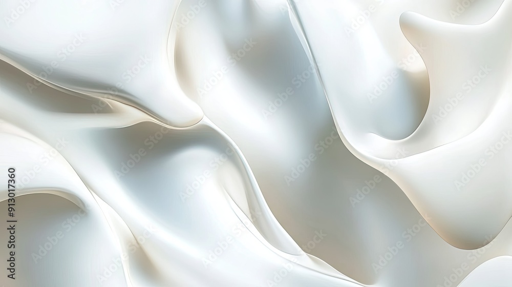 Poster Light white background with smooth liquid shapes forming an abstract geometric pattern in vector format.