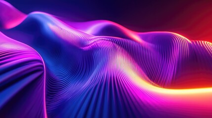Neon-lit 3D abstract shape glowing in ultraviolet on a vibrant, colorful background. Futuristic energy design.