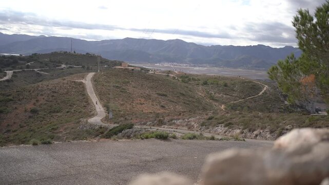 Motorcycle rider on a mountain road