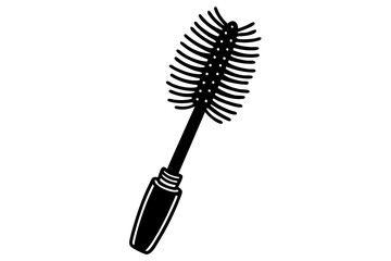 Mascara brush and false eyelashes on white