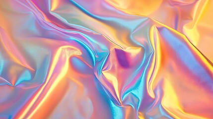 Naklejka premium Vibrant collage of trendy iridescent cloth and holographic textures for modern backdrops.