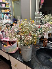 Flowers in a counter
