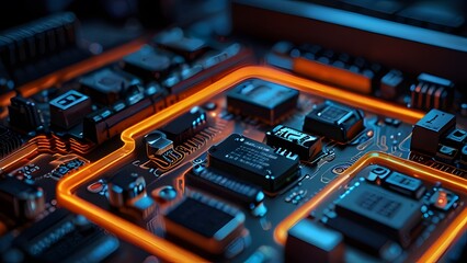 close up of electronic circuit board